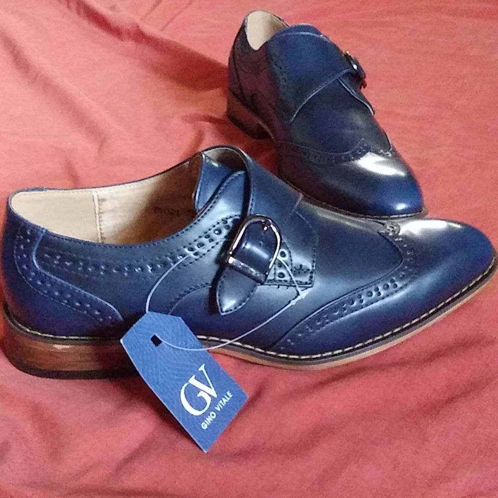 NWT Gino Vitale's Monk Strap Wing Tip Dress Shoes